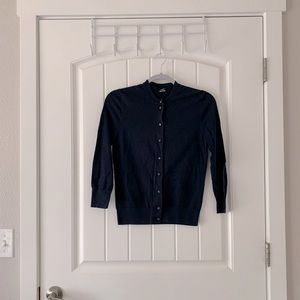 J. Crew Jackie Cardigan, 3/4 Length Sleeve, Navy Blue size Medium
